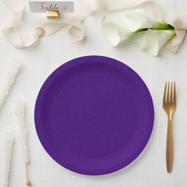 Custom Purple Glitter Noise Paper Plates (Wedding)
