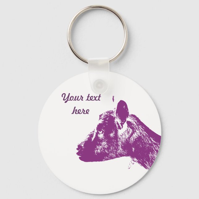 Custom Purple Goat Lover Pop Art Design Keychain (Front)
