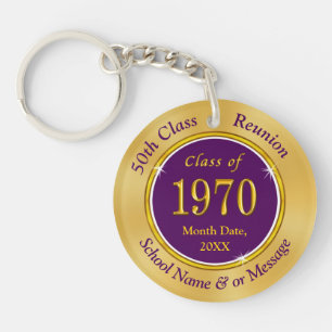 Custom Purple Gold Class of 1970, 50th Reunion Keychain