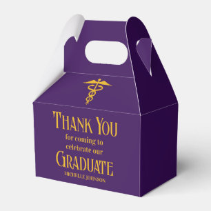 Custom Purple Gold Medical School Graduation Party Favor Box