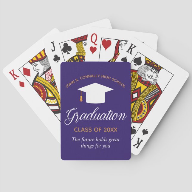 Custom Purple Graduation 2025 Graduate Gift Playing Cards (Back)