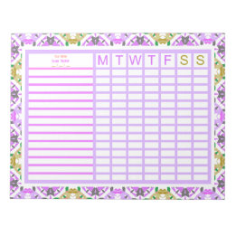 Custom Purple Green Back to School Goals Tracker Notepad