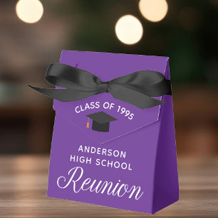 Custom Purple High School Reunion Party Favor Box
