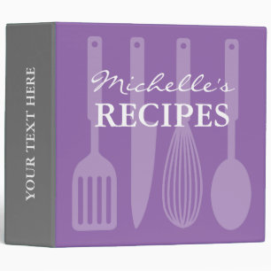 Custom purple kitchen utensil 2 inch recipe binder