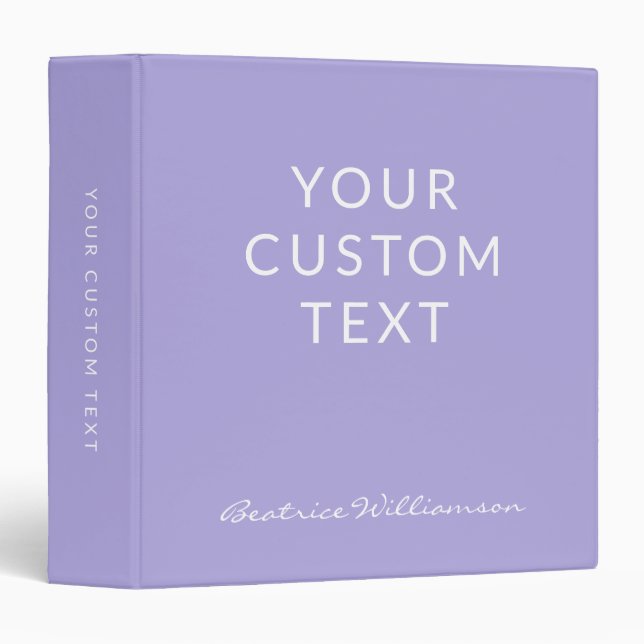 Custom Purple Lilac Simple Minimalist Script Name Binder (Front/Spine)