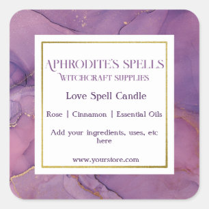 Custom Purple Marbleized Witchcraft Label