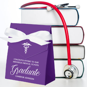 Custom Purple Medical School Graduation Party Favor Box