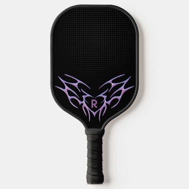 Custom Purple Metallic Tribal Design Personalized Pickleball Paddle (Front)