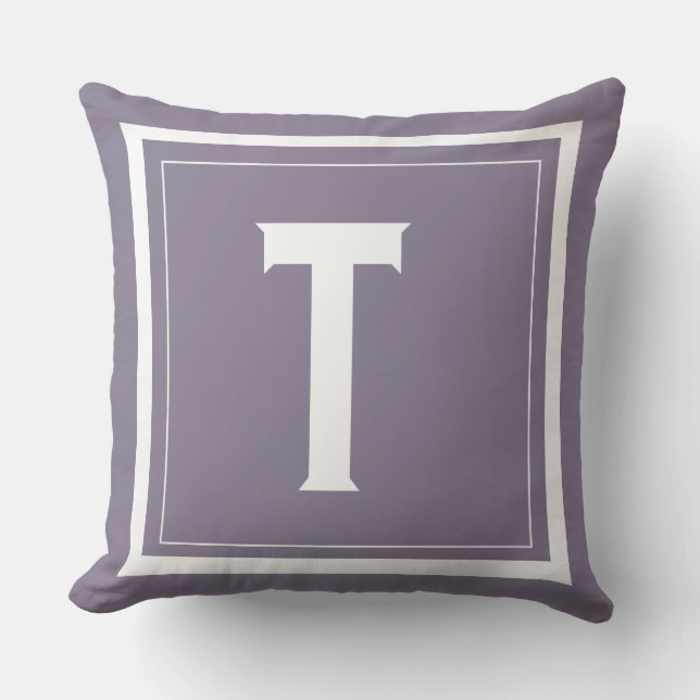 Custom Purple Monogram Initial Letter Pillow (Front)
