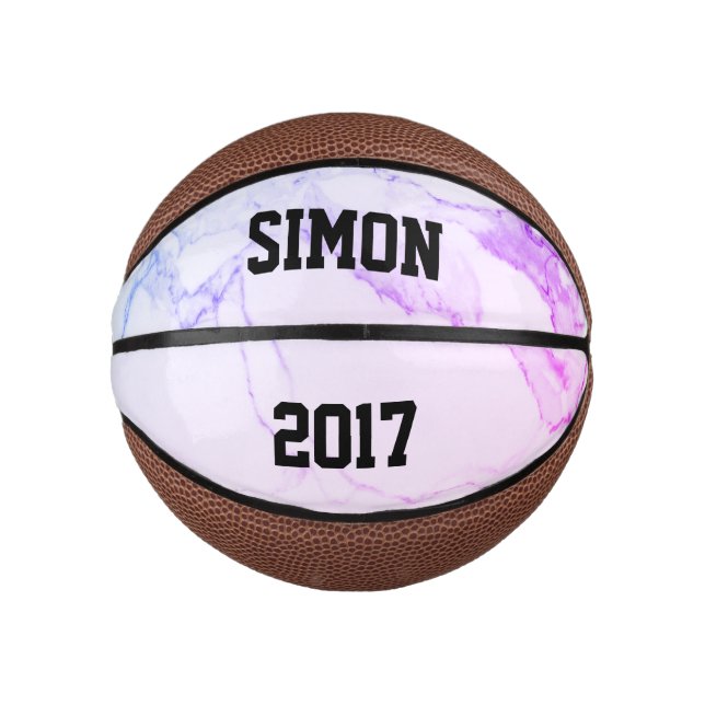 Custom Purple Ombre Marble Mini Basketball (Front)