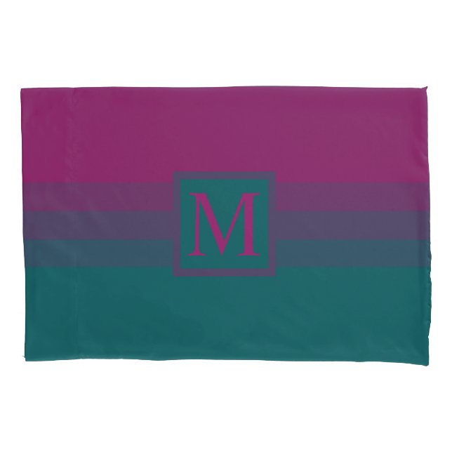 Custom Purple Pink Teal Green Colour Block Pillowcase (Front)