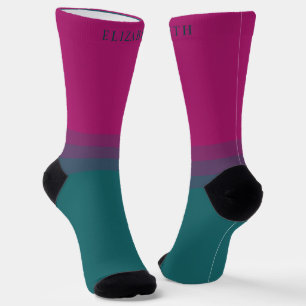 Custom Purple Pink Teal Green Colour Block Socks
