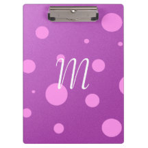 Custom Purple Polka Dot Initial Clipboard