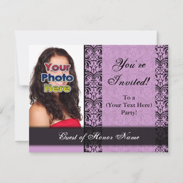 Custom Purple Pretty Party Invitation (Front)