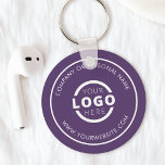 Custom Purple Promotional Business Logo Branded Keychain<br><div class="desc">Easily personalize this coaster with your own company logo or custom image. You can change the background colour to match your logo or corporate colours. Custom branded keychains with your business logo are useful and lightweight giveaways for clients and employees while also marketing your business. No minimum order quantity. Bring...</div>