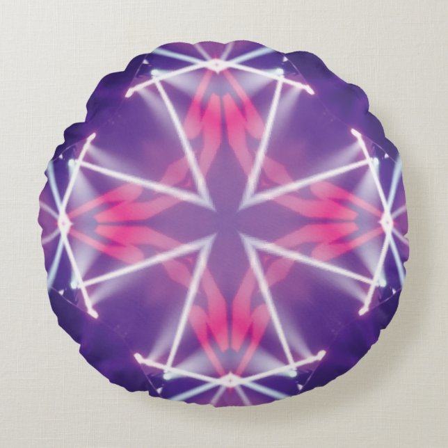 Custom Purple Red Designed Round Pillow (Front)