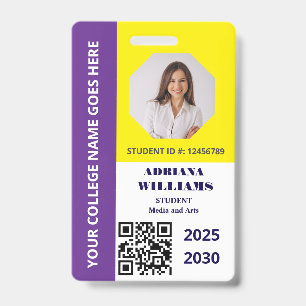 Custom Purple  School College University Student  Badge