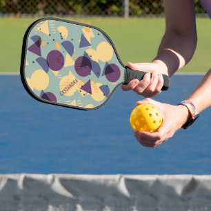 Custom Purple Seafoam Teal Blue Orange Mosaic Art Pickleball Paddle