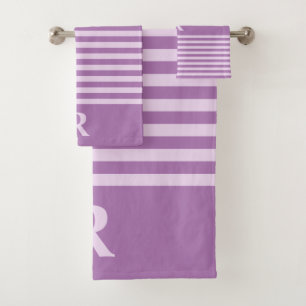 Custom Purple Stripes Bath Towel Set