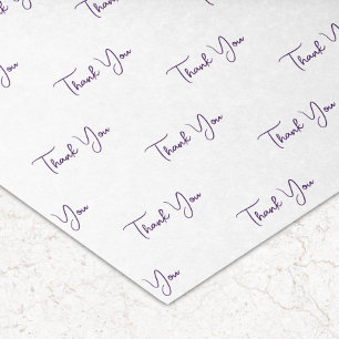 Custom Purple Text Pattern Thank You Tissue Paper