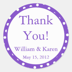 Custom Purple Thank You Stickers and Favour Labels