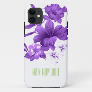 Custom Purple Tropical Flowered Phone Case