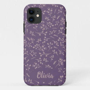 Custom Purple Tulip Leaf Feather Two Colour Patter iPhone 11 Case