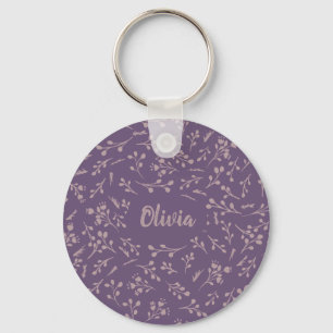 Custom Purple Tulip Leaf Feather Two Colour Patter Keychain