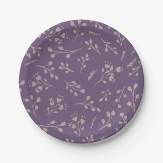 Custom Purple Tulip Leaf Feather Two Colour Patter Paper Plate