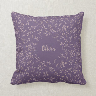 Custom Purple Tulip Leaf Feather Two Colour Patter Throw Pillow