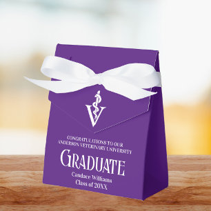 Custom Purple Veterinary School Graduation Party Favor Box