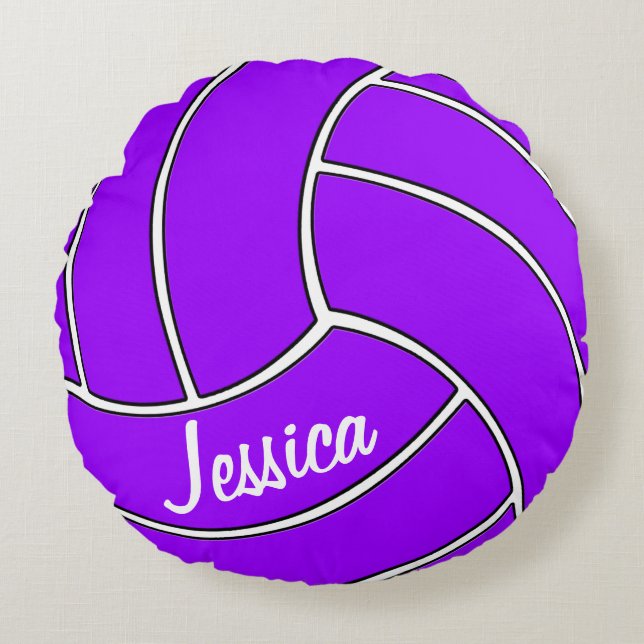 Custom Purple Volleyball Round Pillow (Front)