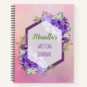 Custom Purple Watercolor Flowers Notebook