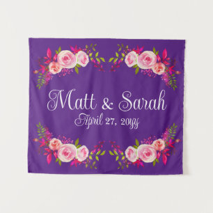 Custom Purple Wedding Reception Photo Booth Prop Tapestry