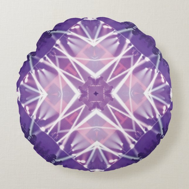 Custom Purple White Designed Round Pillow (Front)