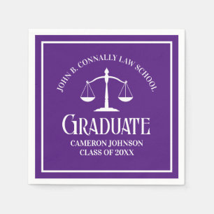 Custom Purple White Law School Graduation Party Napkin