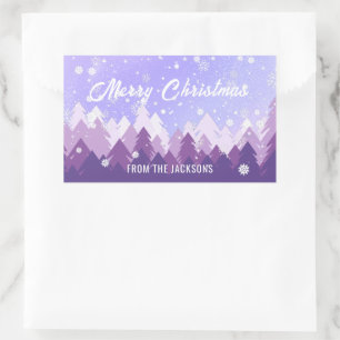 Custom Purple White Snow Peaceful Forest Christmas Sticker