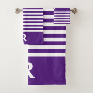 Custom Purple/White Stripes Bath Towel Set