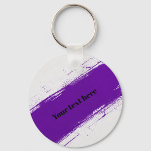 Custom Purple White Typography Design Keychain