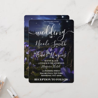 Custom Purple Wildflowers Field Wedding Invitation
