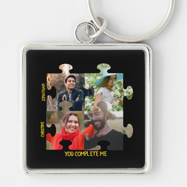 Custom puzzle piece photo You complete me couple Keychain (Front)