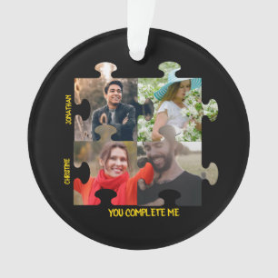 Custom puzzle piece photo You complete me couple Ornament