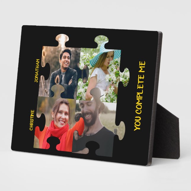 Custom puzzle piece photo You complete me couple Plaque (Side)