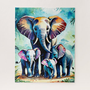 Custom Puzzles, Cute Elephant Family Jigsaw Puzzle