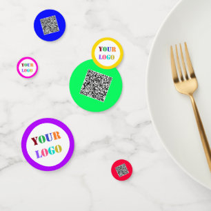 Custom QR Code and Business Logo Company Confetti
