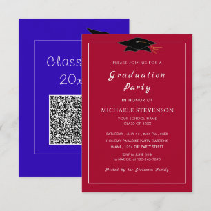 Custom QR Code and Colours Graduation Invitation