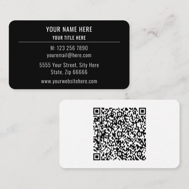 Custom QR Code and Text Business Card Your Colours (Front/Back)
