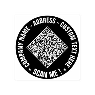 Custom QR Code and Text Colour Round Rubber Stamp