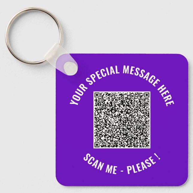 Custom QR Code and Text Keychain Choose Colours (Front)