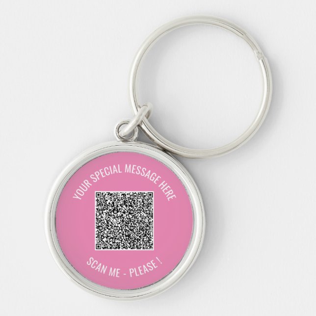 Custom QR Code and Text Keychain Your Colors (Front)